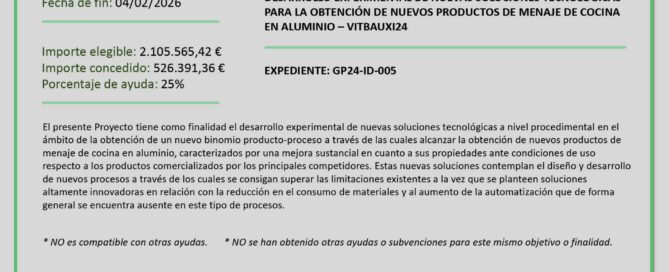 Programa Grandes Proyectos I+D: VITBAUXI24 de Vitrinor - Vitrinor