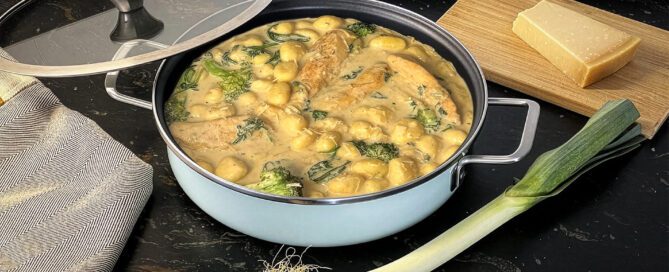 One-pot recipe: chicken with gnocchi and broccoli - Vitrinor
